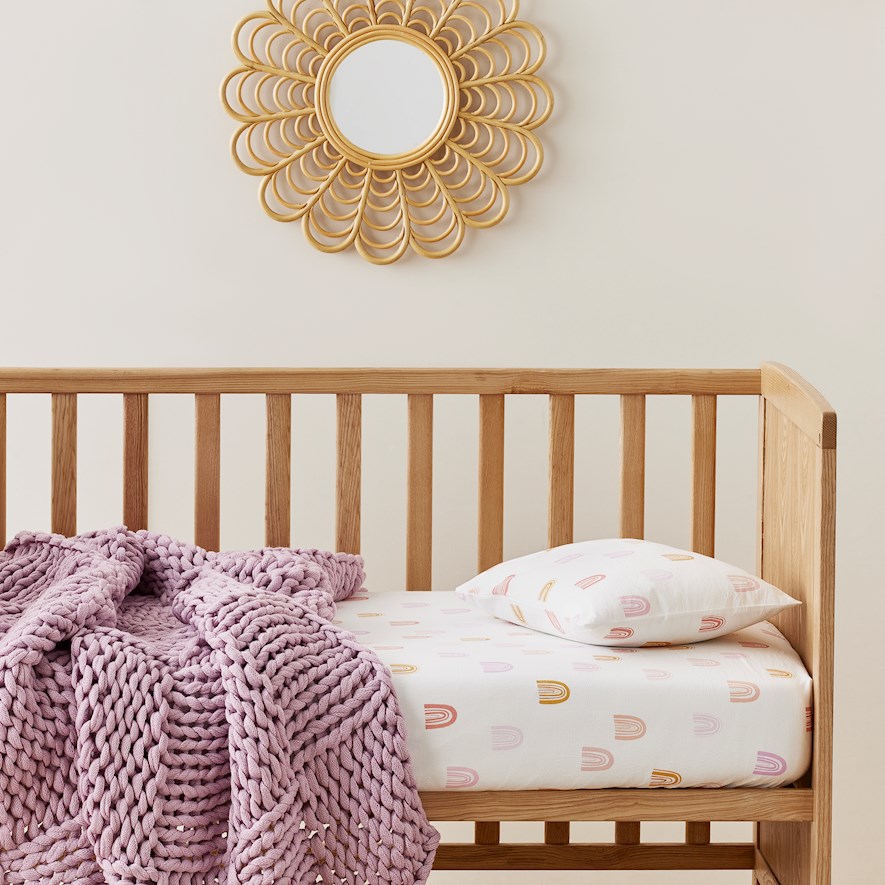 Rainbow Pink Stonewashed Cot Fitted Sheet Set Adairs