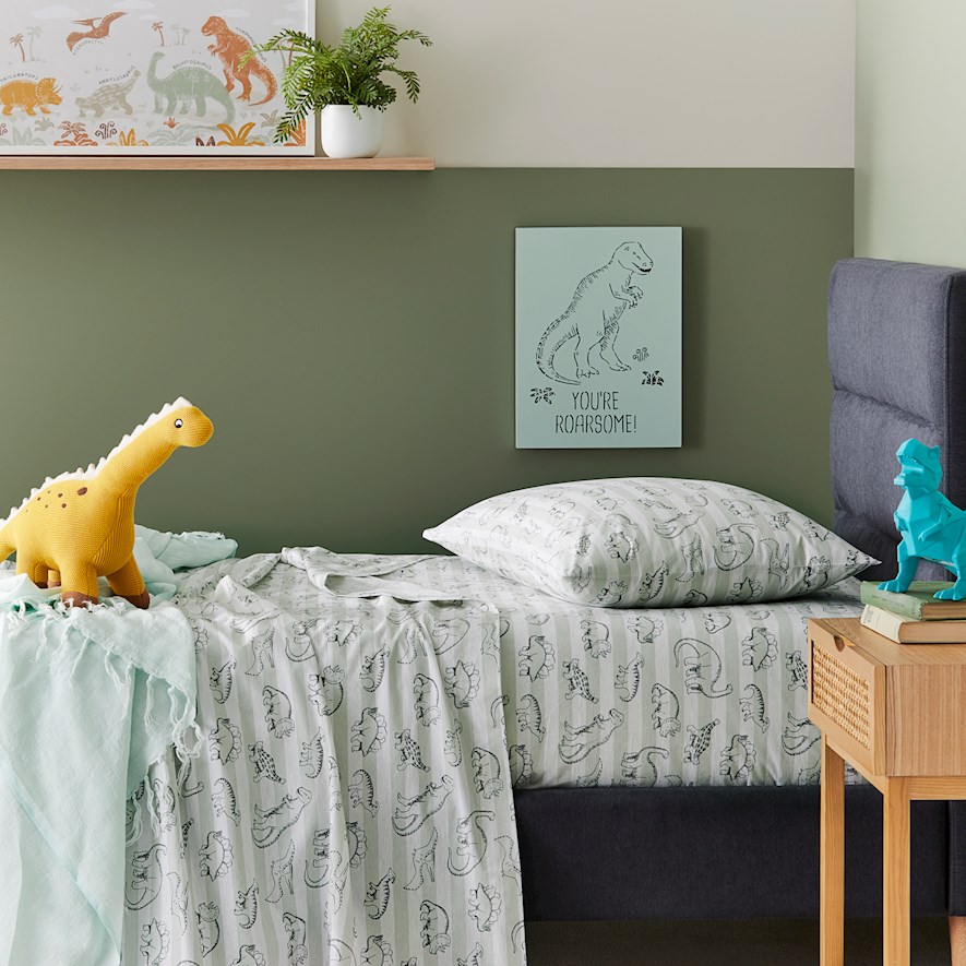 Dinomite Soft Sage Sheet Set Adairs