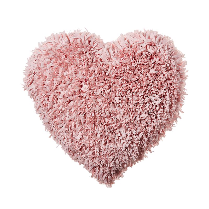 Ribbon Cushion Pink Fluffy Heart