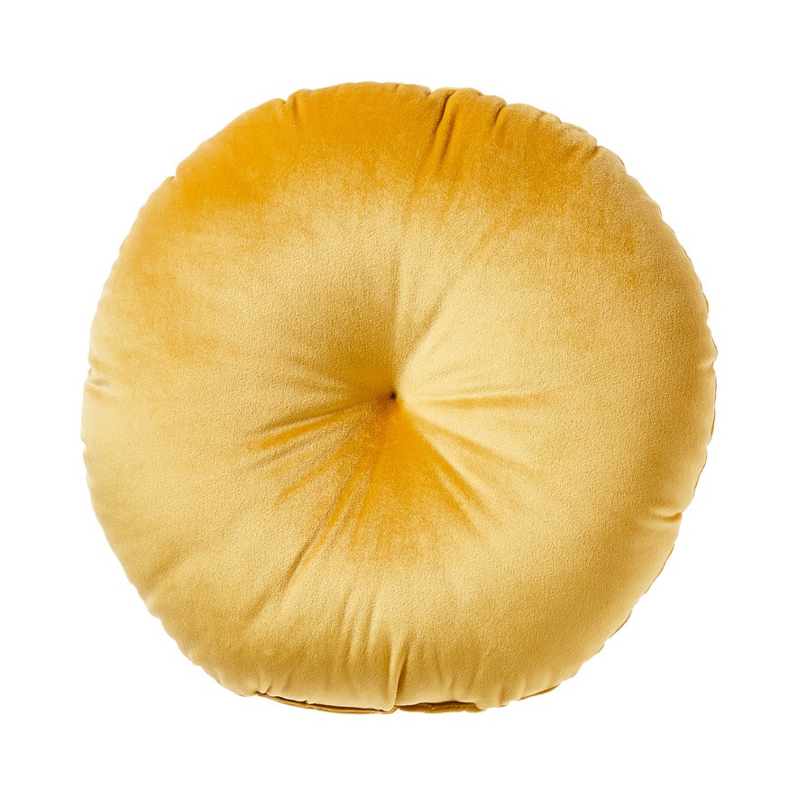 Mustard Velvet Novelty Round Cushions Adairs