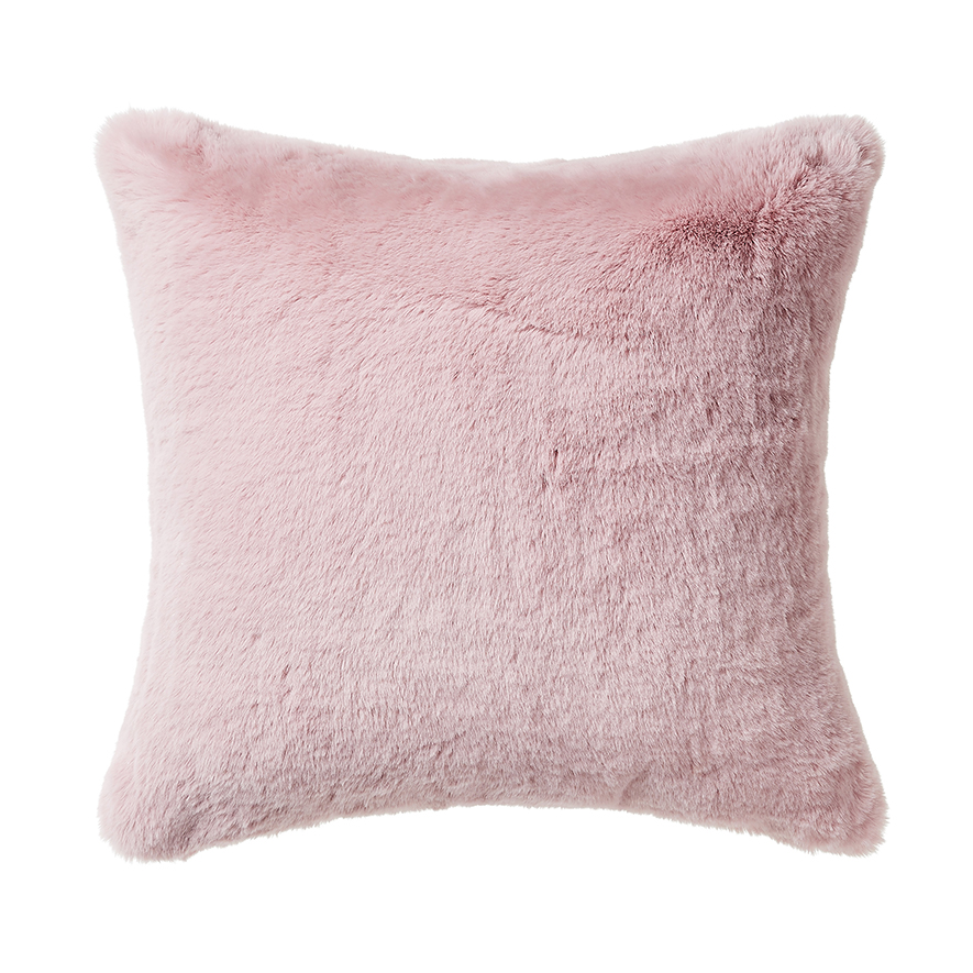 Faux Rabbit Fur Pink Cushion | Adairs