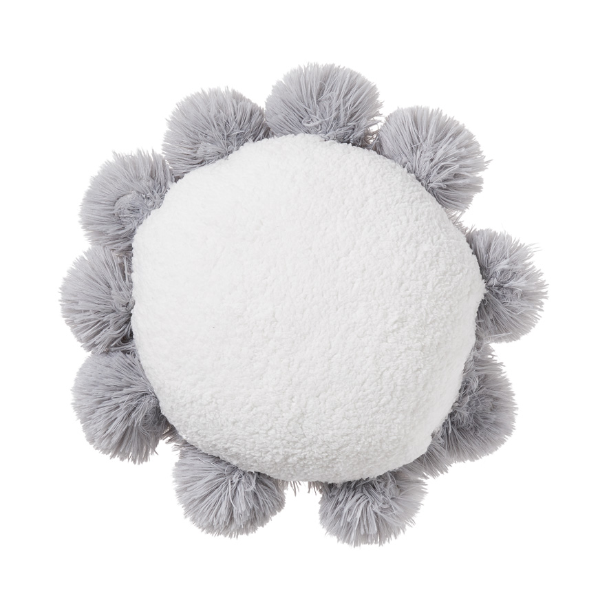 Round Snuggly Sherpa Silver Cushion Adairs