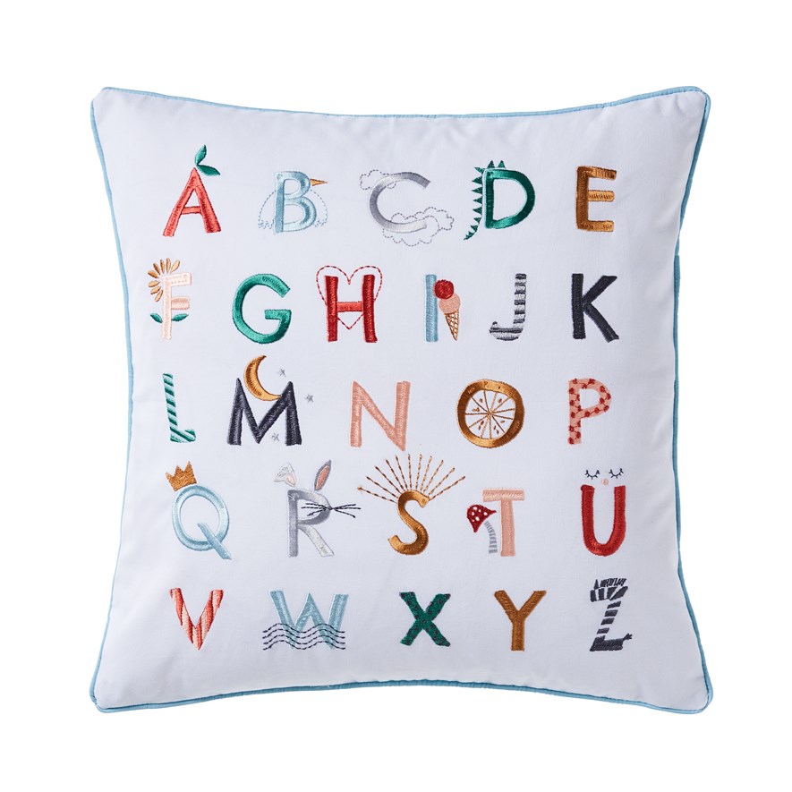 A Is For Embroidered Alphabet Cushion Adairs