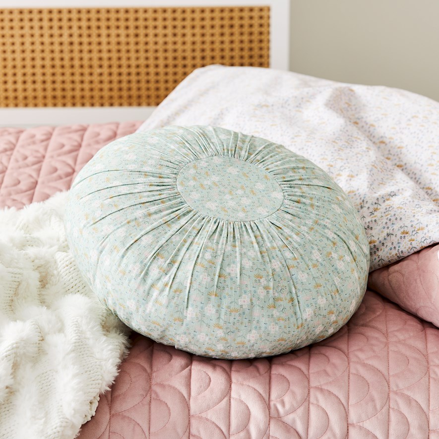 Charlie Round Sage Floral Cushion Adairs