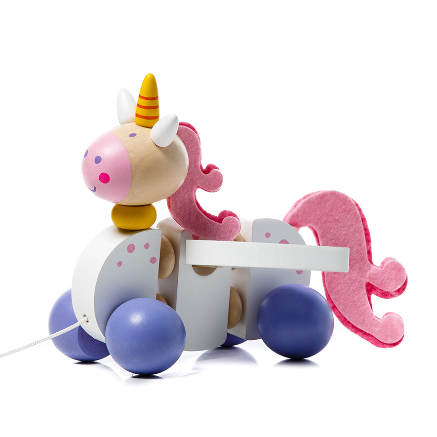 Adairs Kids Timber Toy Collection Pull Along Unicorn Home