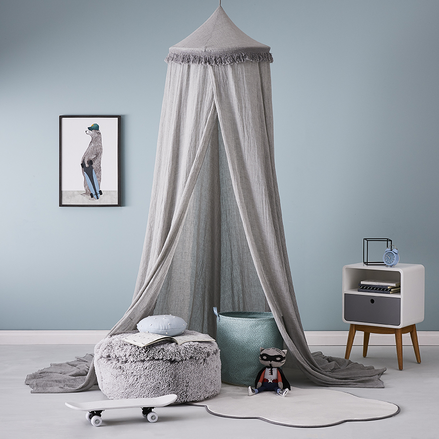 Vintage Grey Tassel Canopy Adairs