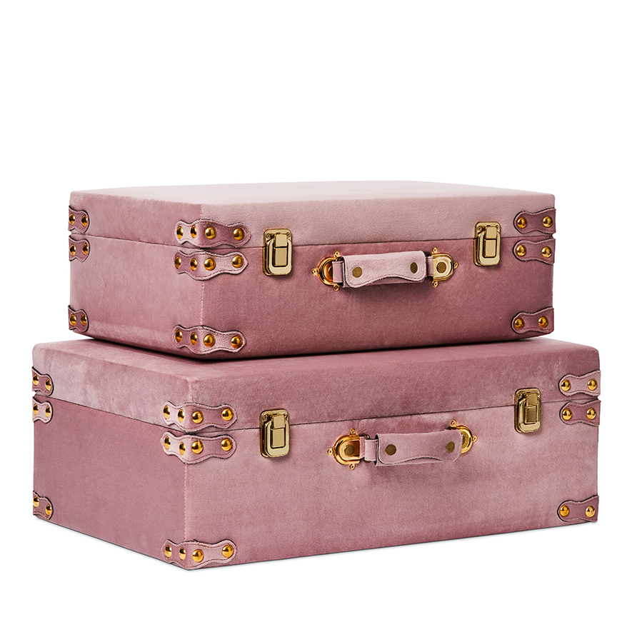 Keepsake Pink Velvet Suitcase Set of 2 Adairs