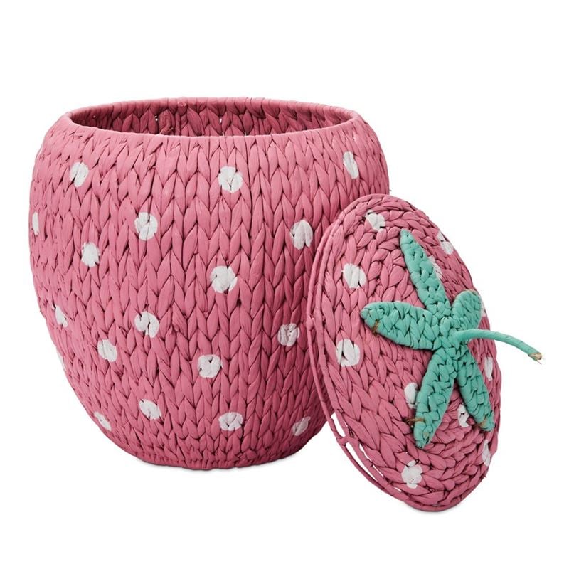 Strawberry Pink & Green Storage Basket