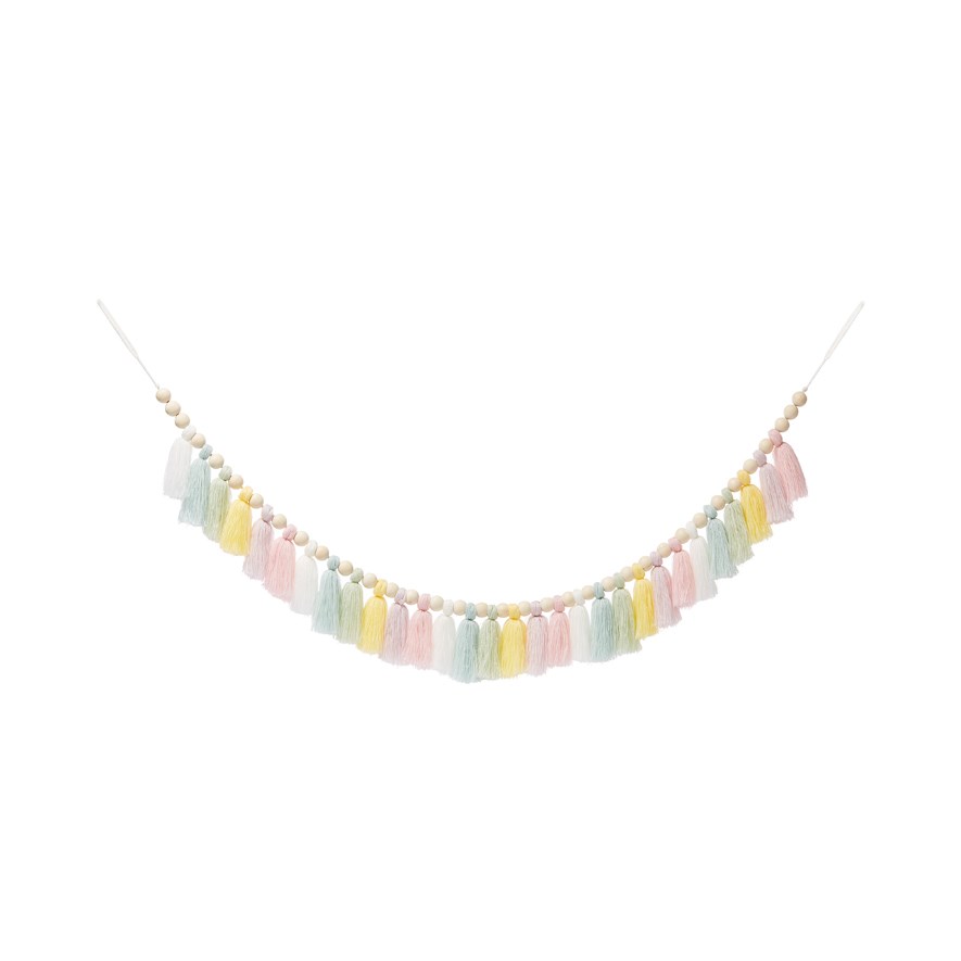 Designer Rainbow Tassel & Timber Garland Adairs