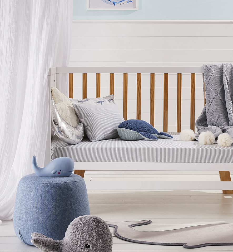 Whale Song 2 Pack Fitted Sheet Blue Adairs