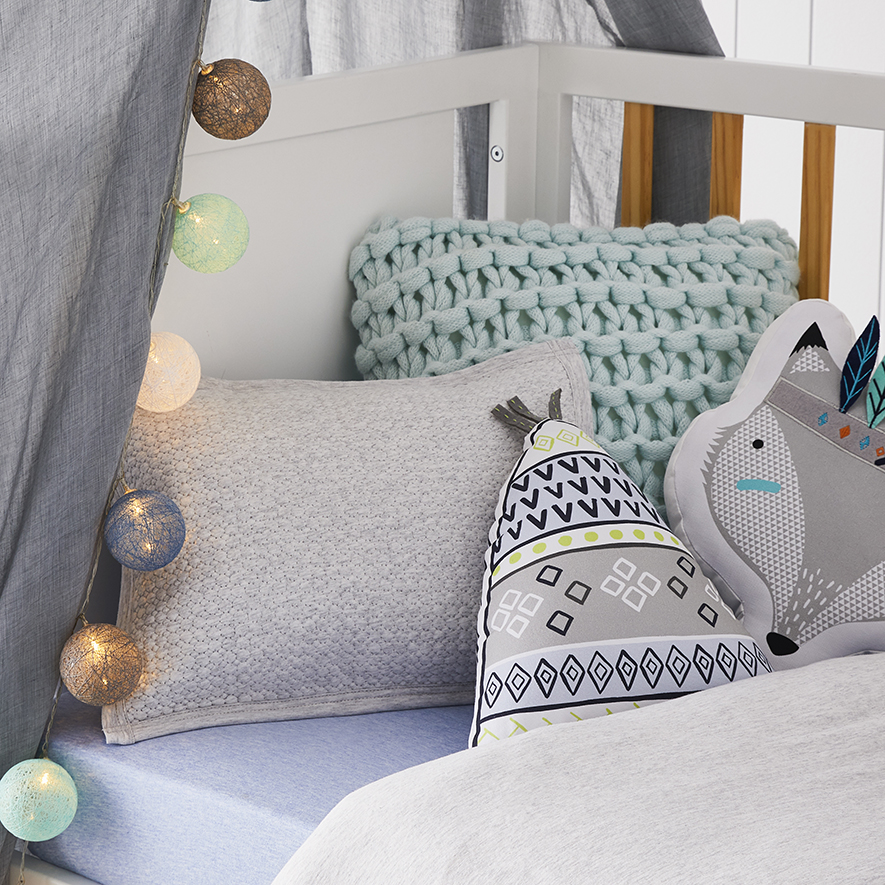 Sunday Quilted Jersey Bedlinen Cot Pale Grey Quilt Cover Set Bedroom