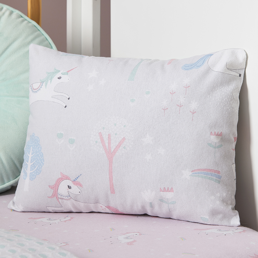 Unicorn Forest Grey Flannelette Cot Quilt Cover Set Adairs