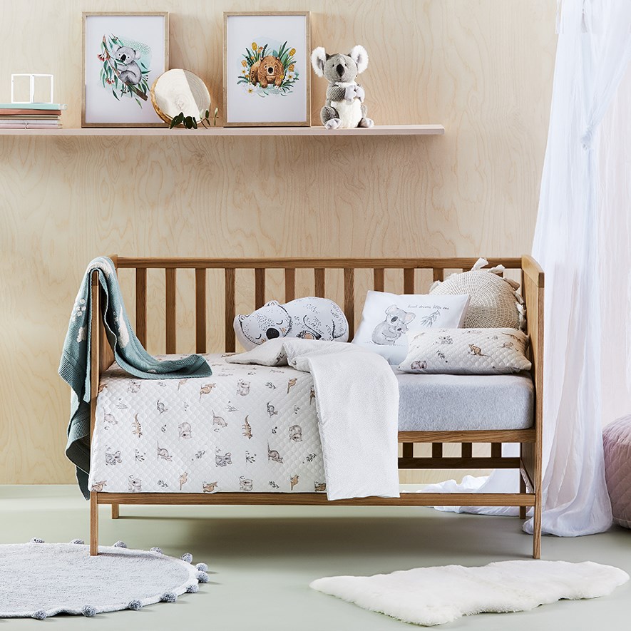 Bush Babies Quilted Jersey Cot Quilt Cover Set Adairs