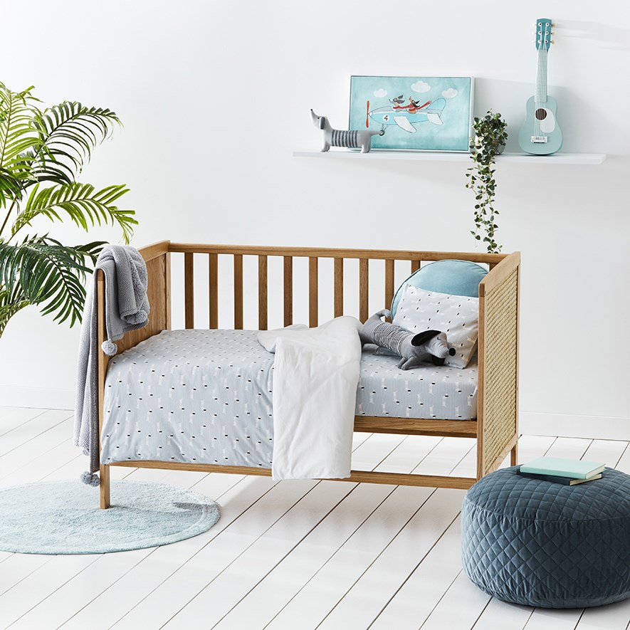 Sausage Dog Powder Blue Cot Quilt Cover Set Adairs