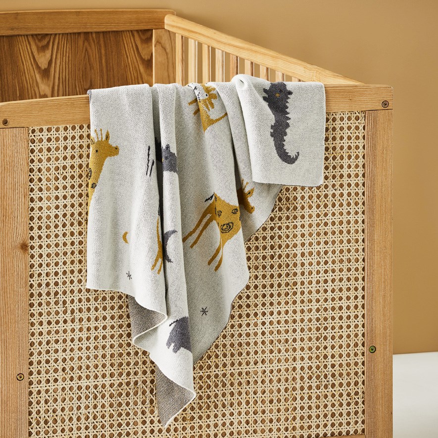 Jungle Organic Cotton Natural Baby Blanket Adairs