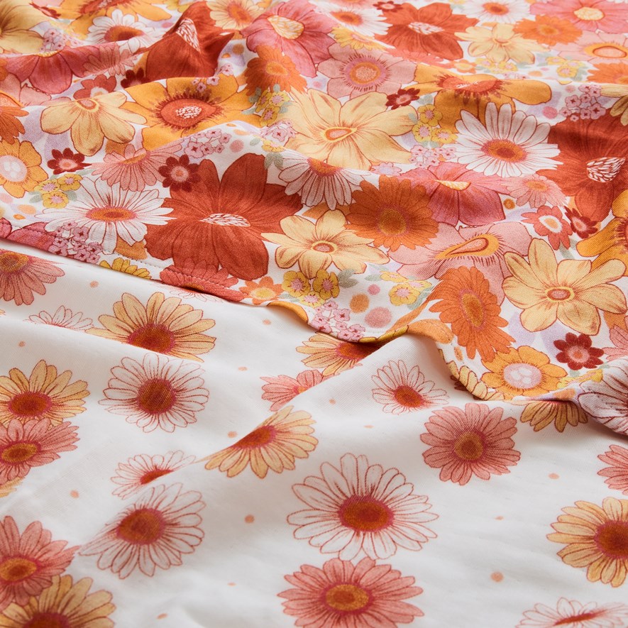 Organic Cotton Muslin Sunshine Wild Flower Swaddle Pack of 2 Adairs