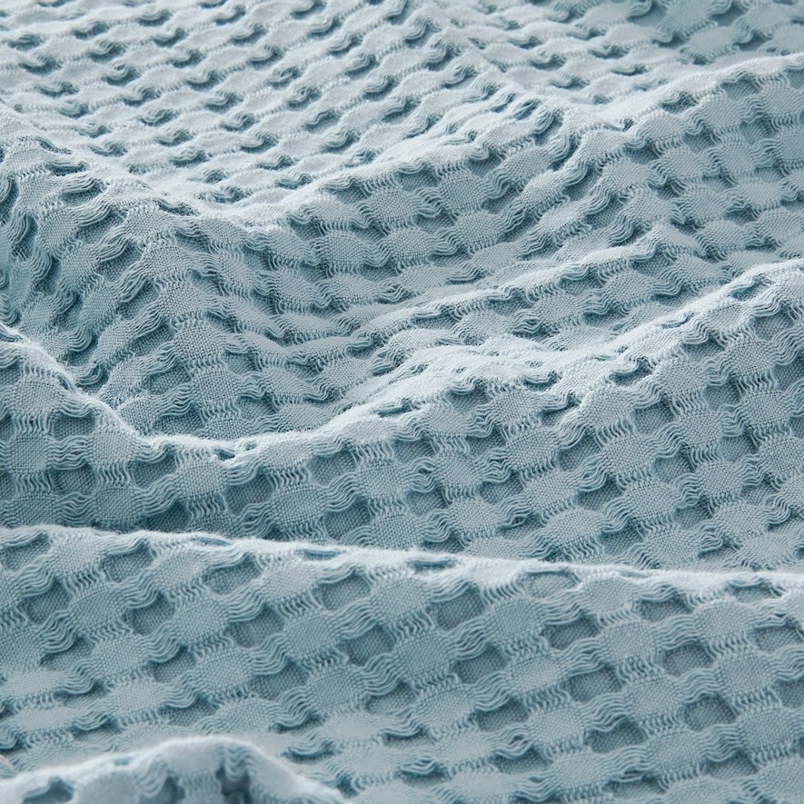 Waffle Turkish Cotton Sky Blue Baby Blanket | Adairs