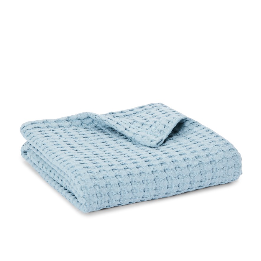 Waffle Turkish Cotton Sky Blue Baby Blanket Adairs