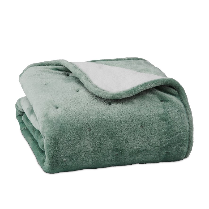 Embroidered Spot Dark Sage Baby Blanket Adairs