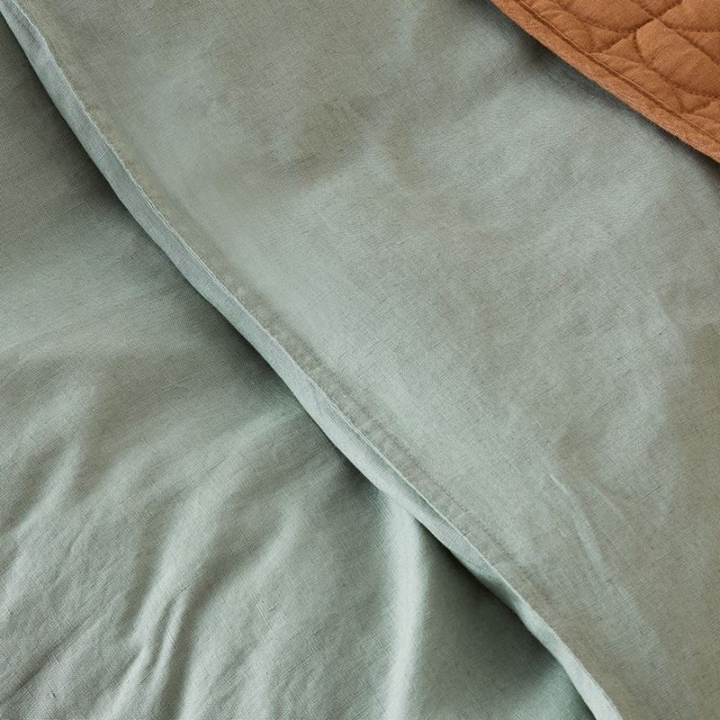 Vintage Washed Linen Cot Eucalyptus Quilt Cover Set