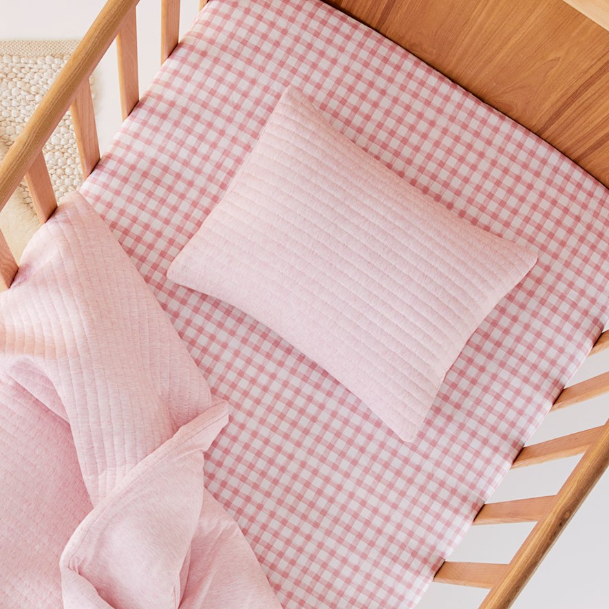 Boston Quilted Jersey Pink Marle Cot Quilt Cover Set Adairs