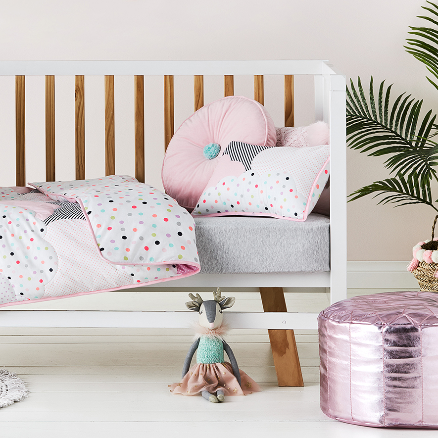 Cloud Quilted Purple Cot Quilt Cover Set Adairs