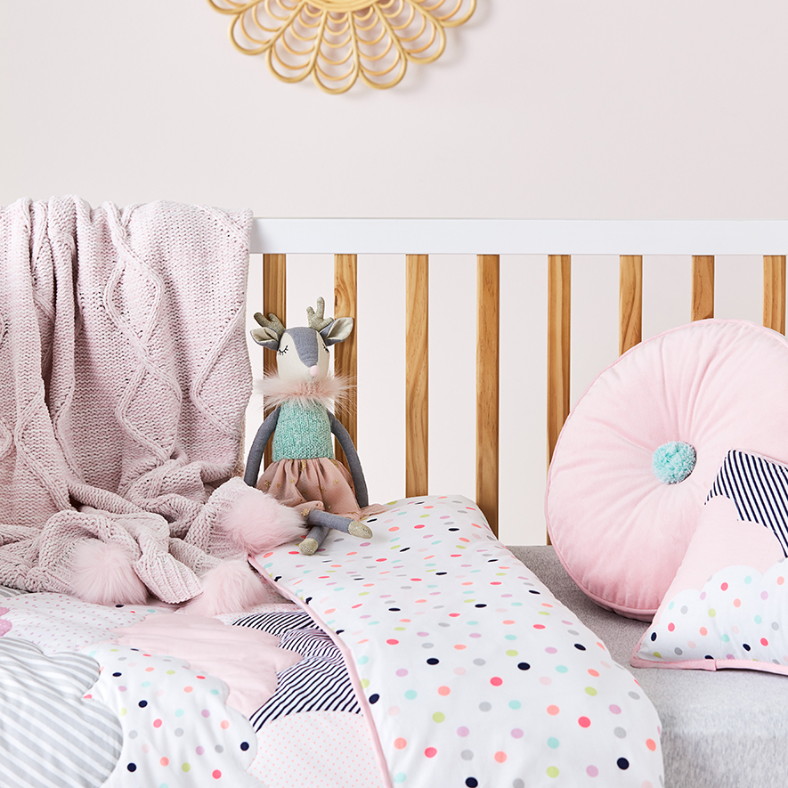 Cloud Quilted Purple Cot Quilt Cover Set Adairs