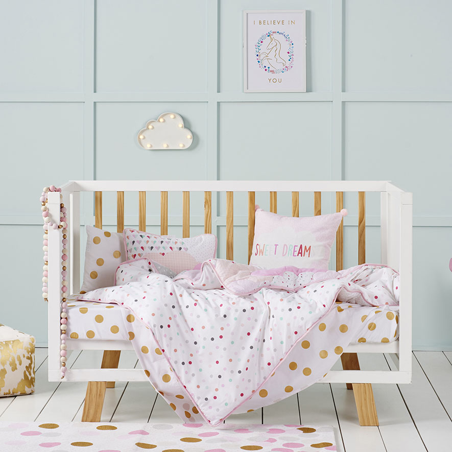 Cloud Quilted Cot Quilt Cover Set Pink Adairs