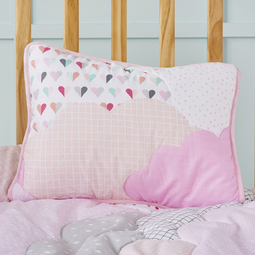 Cloud Quilted Cot Quilt Cover Set Pink Adairs