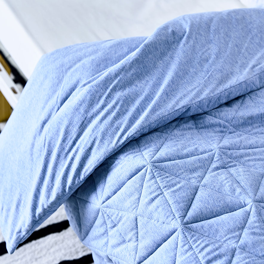 Harvie Jersey Cot Quilt Cover Set Blue Adairs