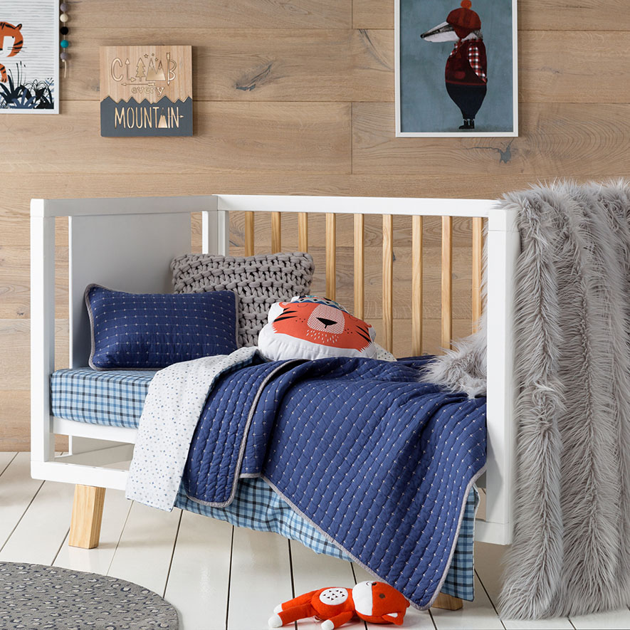 Princeton Coverlet Denim & Pale Grey Cot Adairs