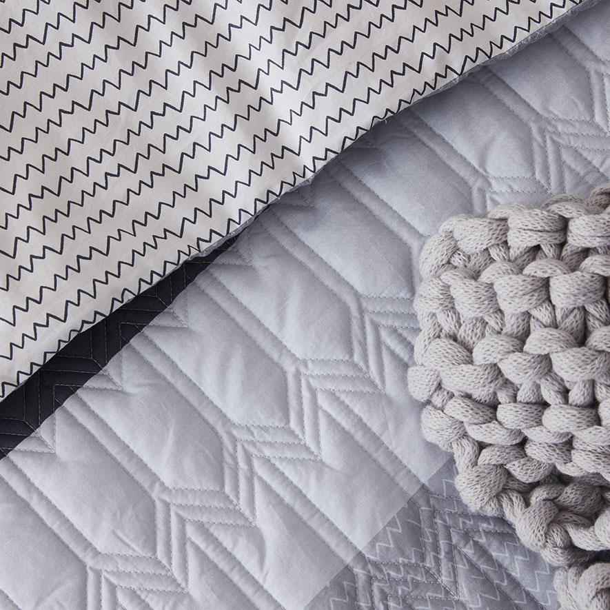 Kejo Quilted Cot Quilt Cover Set Grey Adairs