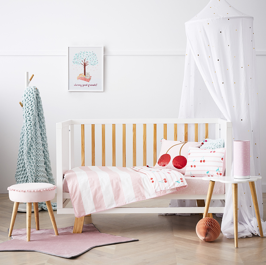 Cherry Baby Cot Pink Quilt Cover Set Adairs