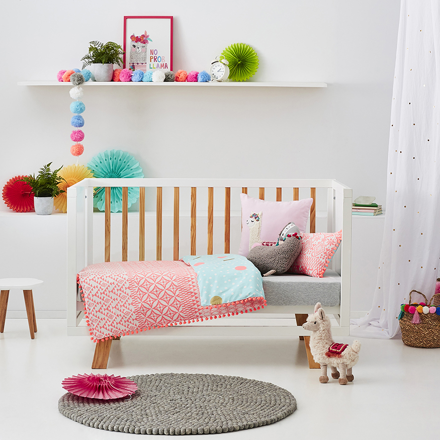 Boho Cot Quilt Cover Set Pink Adairs