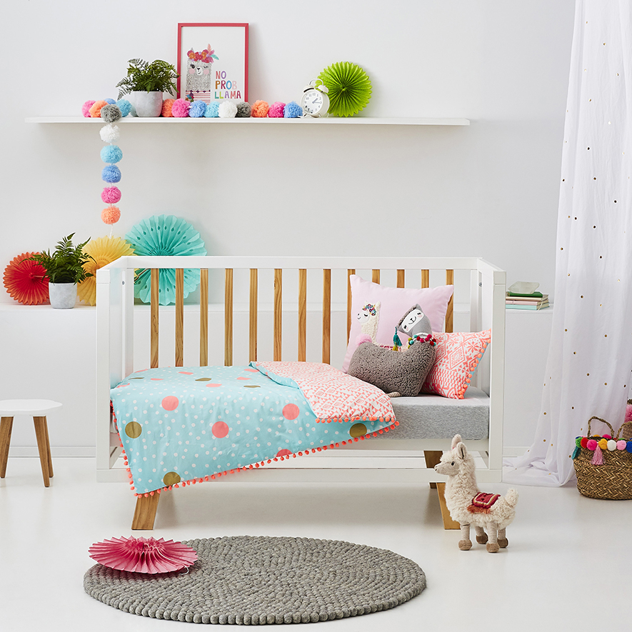 Boho Cot Quilt Cover Set Pink Adairs