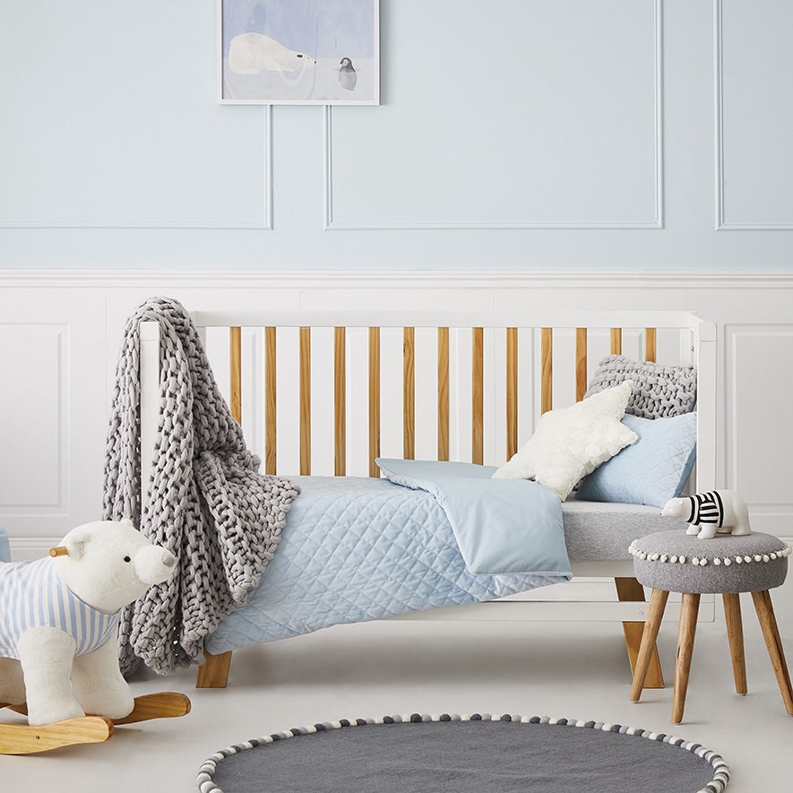 Lucy Velvet Cot Quilt Cover Set Blue Adairs