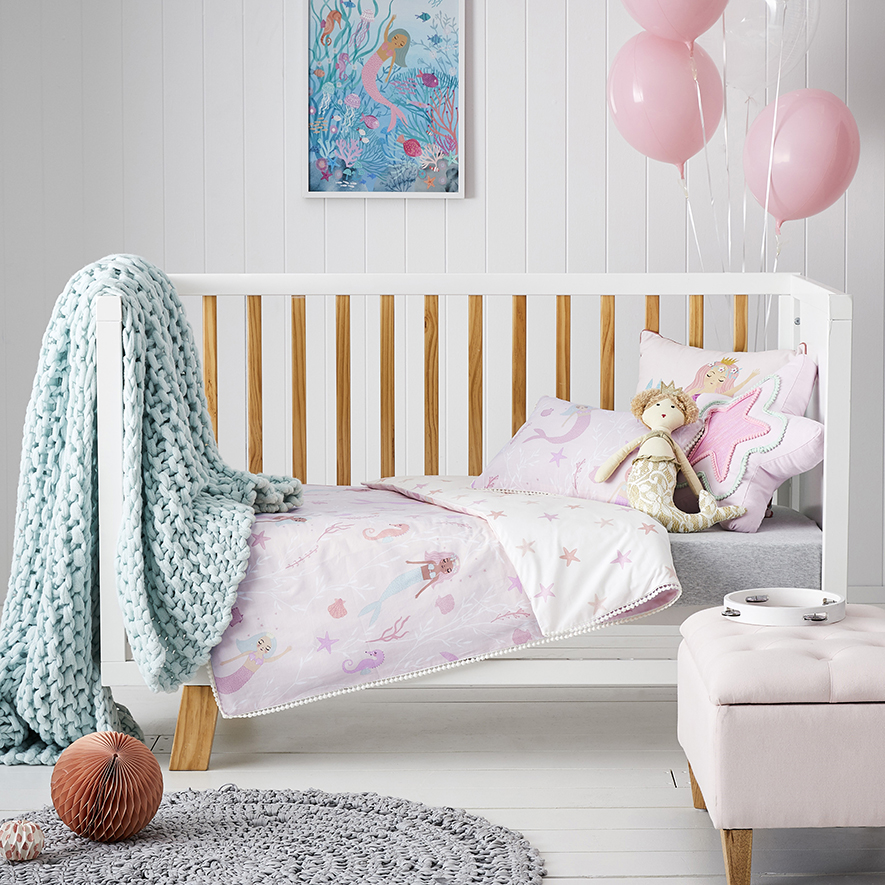 Adairs Kids Mermaid Splash Cot Quilt Cover Set Adairs