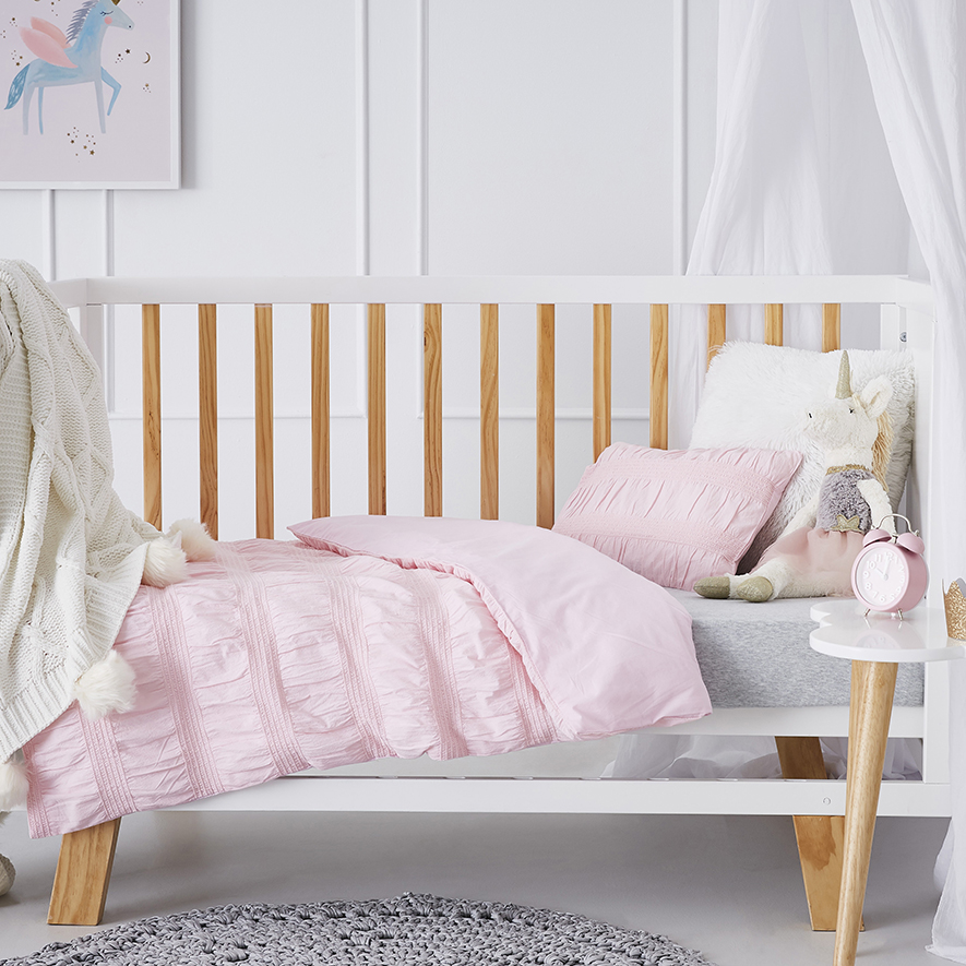 Angelica Cot Quilt Cover Set Pink Adairs