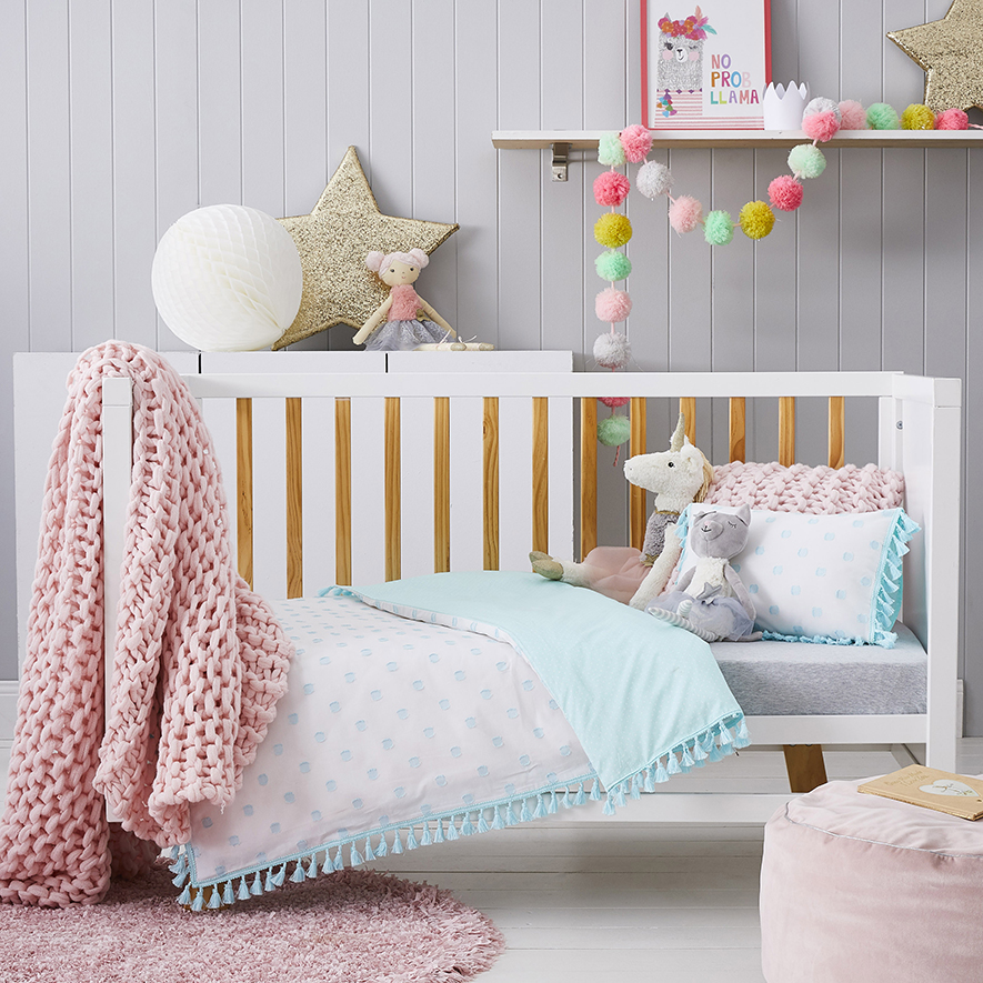 Dahlia Cot Quilt Cover Set Aqua Adairs