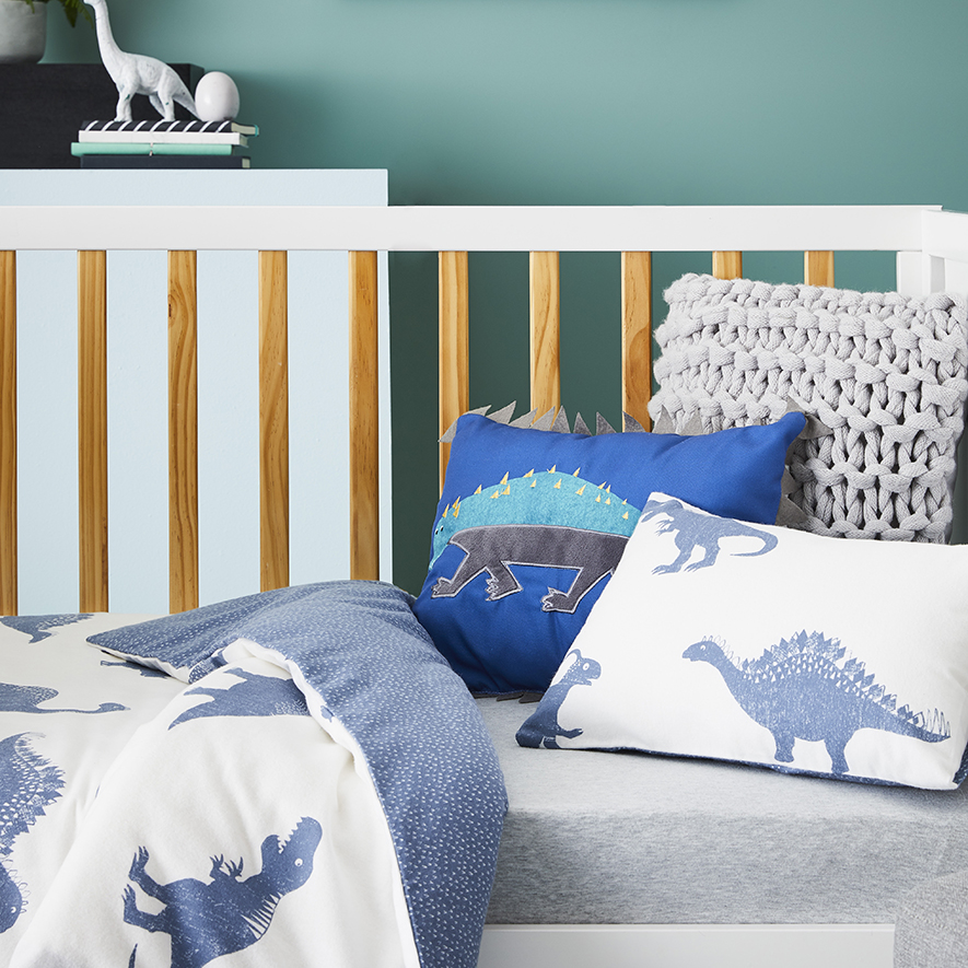 Dinosarurs Flannelette Cot Quilt Cover Set Blue Adairs