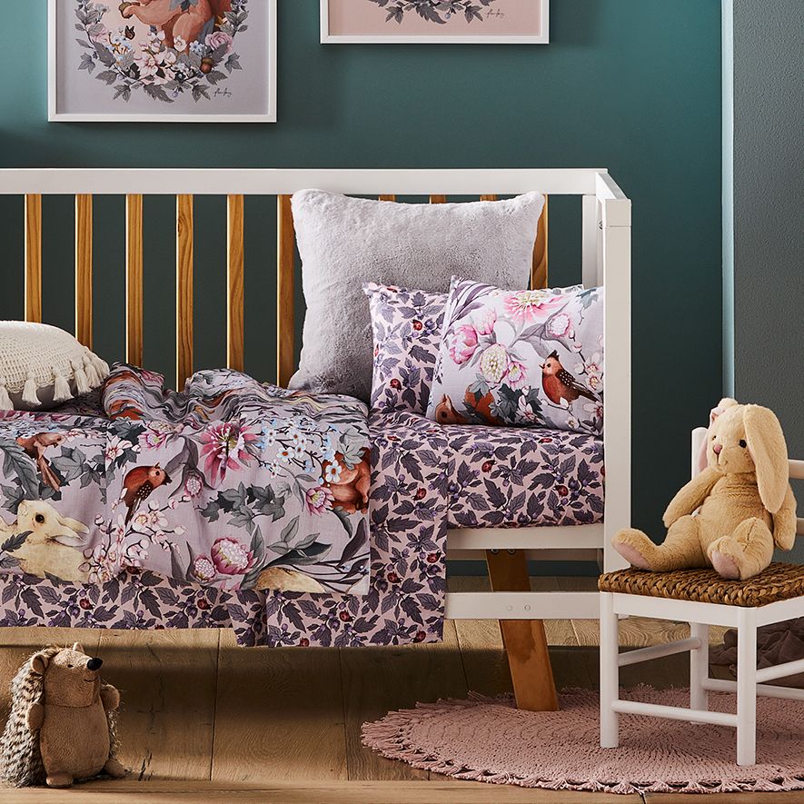 Fleur Harris Woodland Lavender Cot Duvet Cover Set Adairs