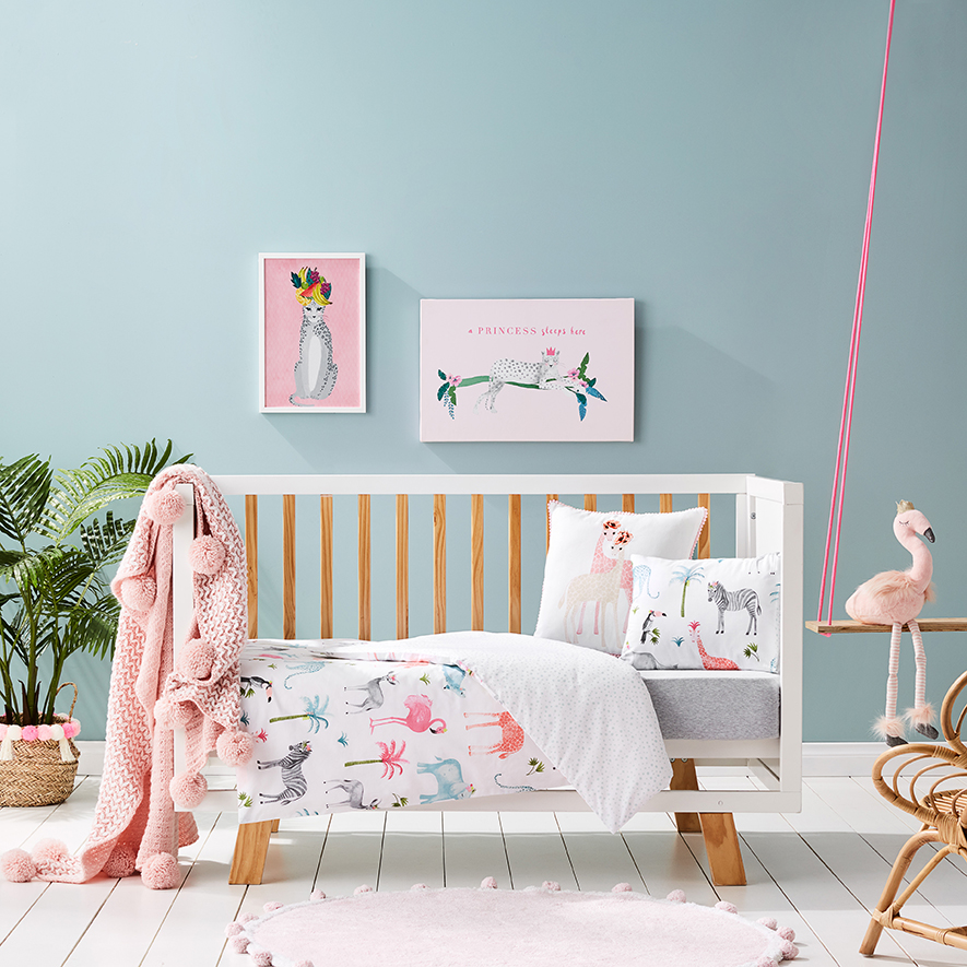 Floral Jungle Cot Quilt Cover Set White Adairs