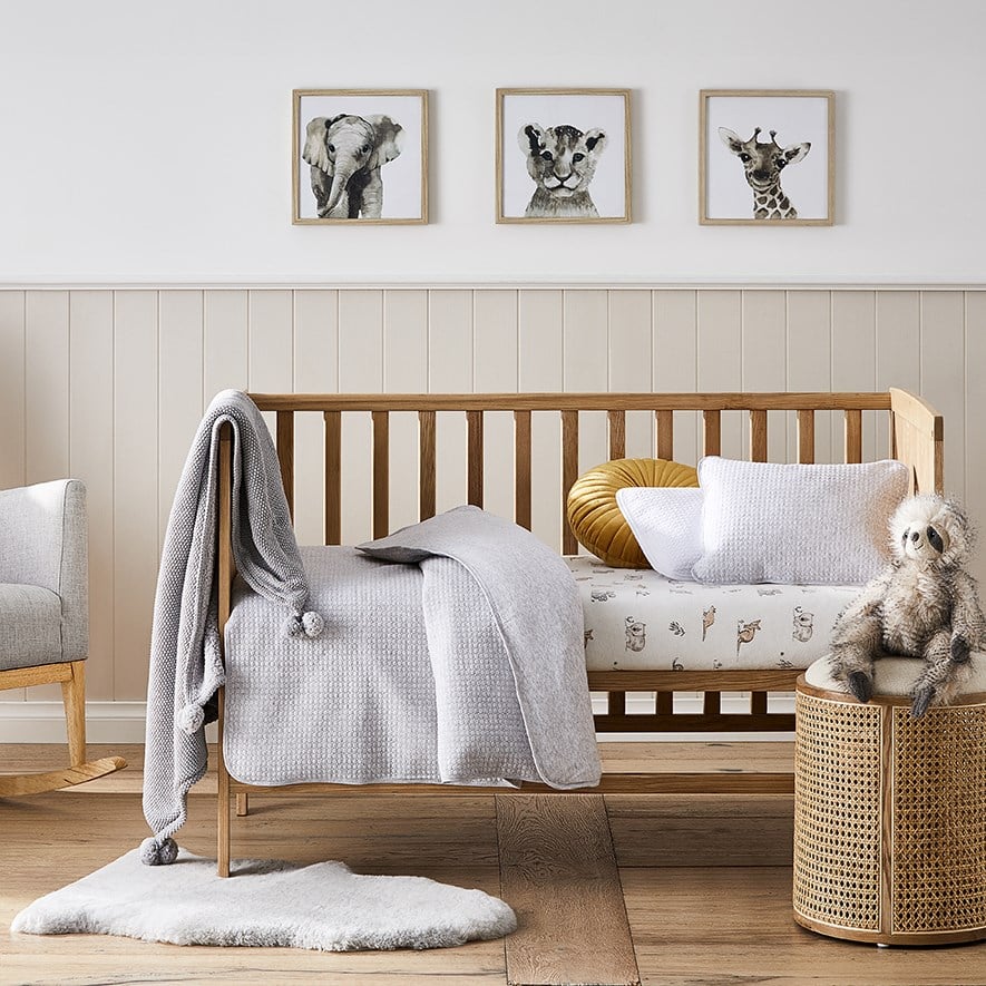 Sunday Quilted Jersey Cot Grey Quilt Cover Set Adairs