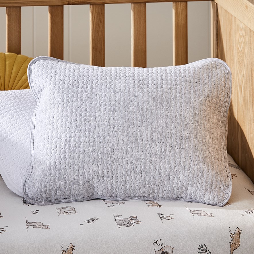 Sunday Quilted Jersey Cot Grey Quilt Cover Set Adairs