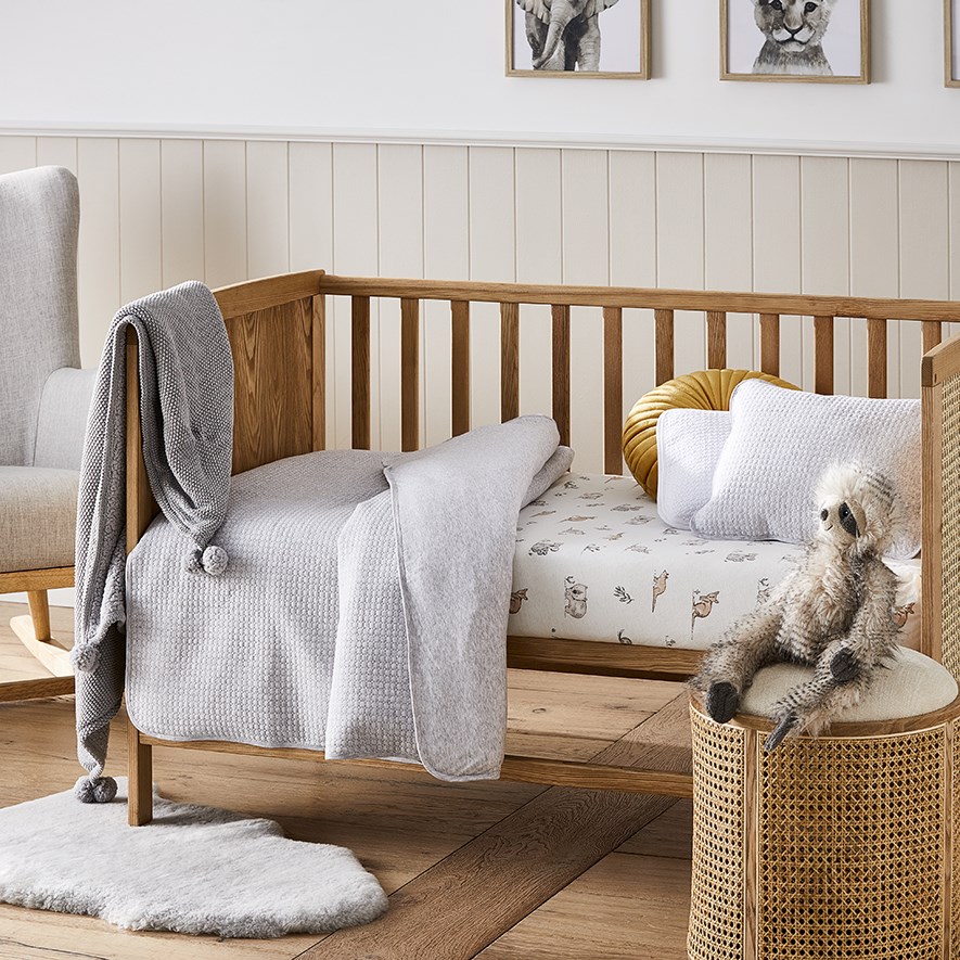 Sunday Quilted Jersey Cot Grey Quilt Cover Set Adairs