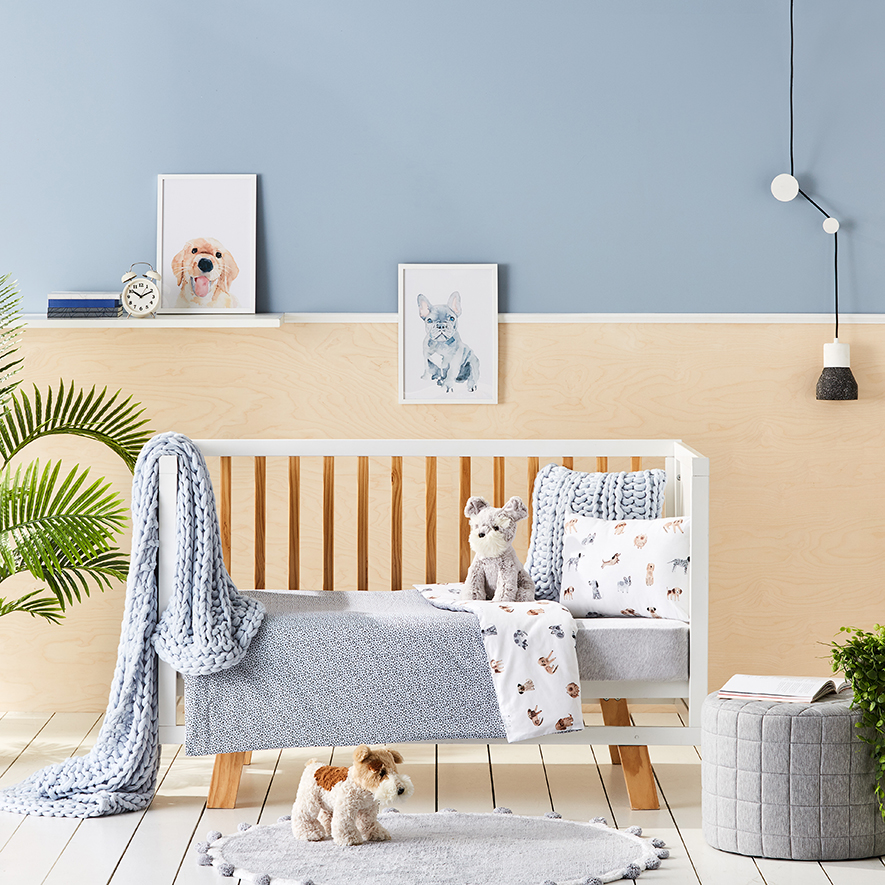 Adairs Kids Woof Woof Cot Quilt Cover Set White Adairs