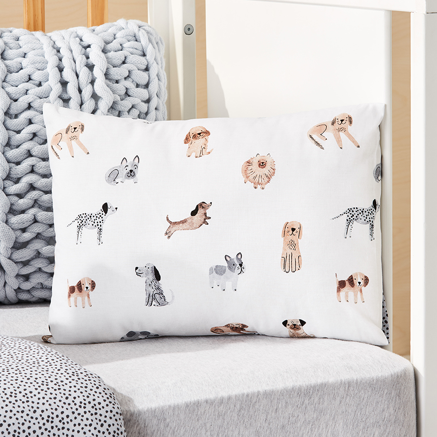 Adairs Kids Woof Woof Cot Quilt Cover Set White Adairs