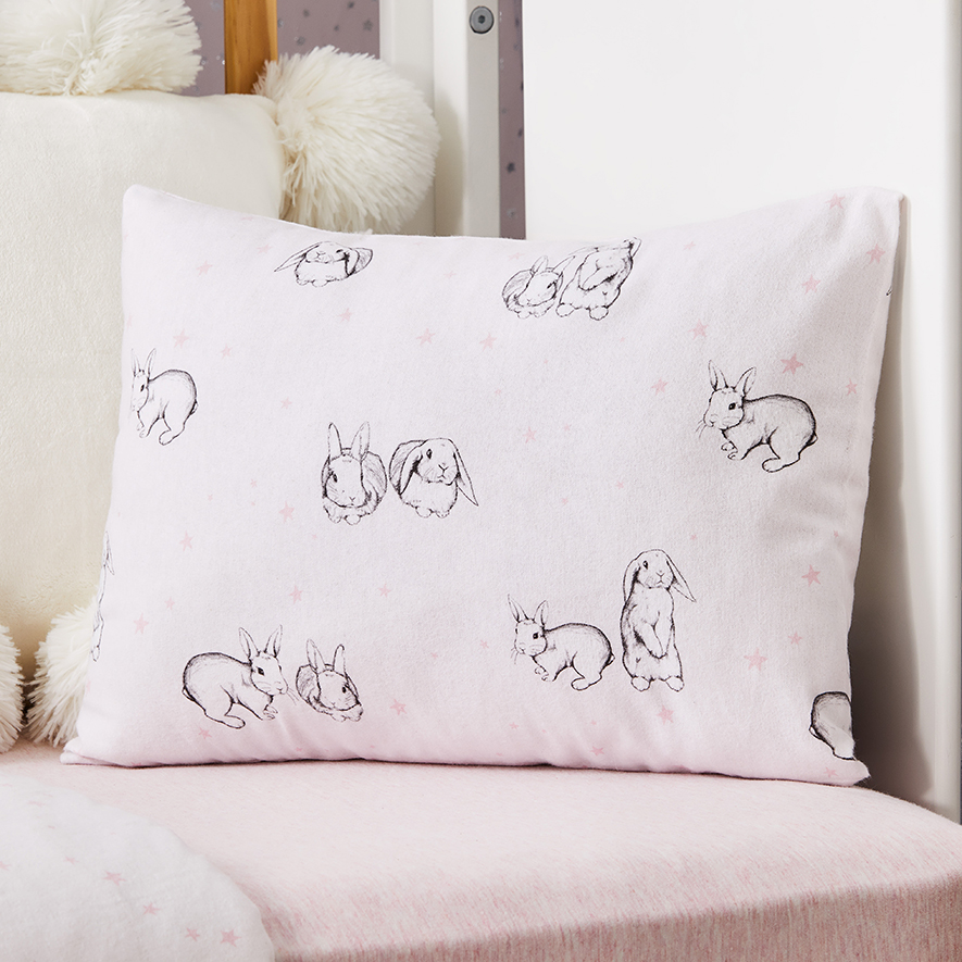 Bella Bunny Pale Pink Flannelette Cot Quilt Cover Set Adairs