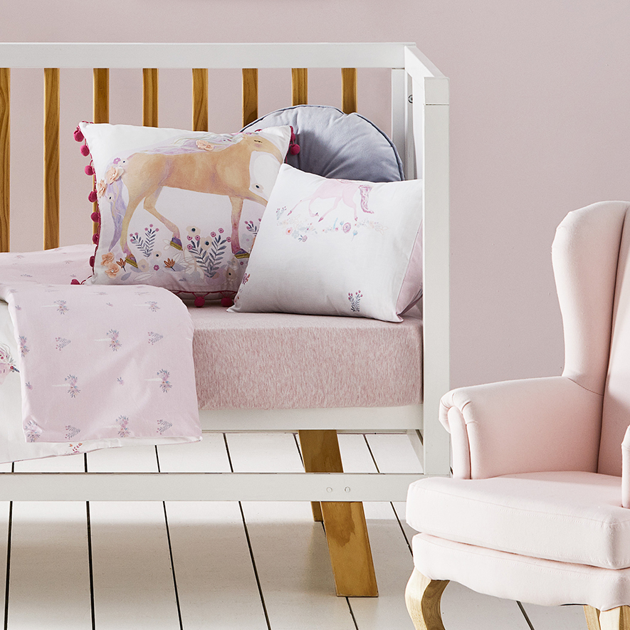 Unicorn Fields White Cot Quilt Cover Set Adairs