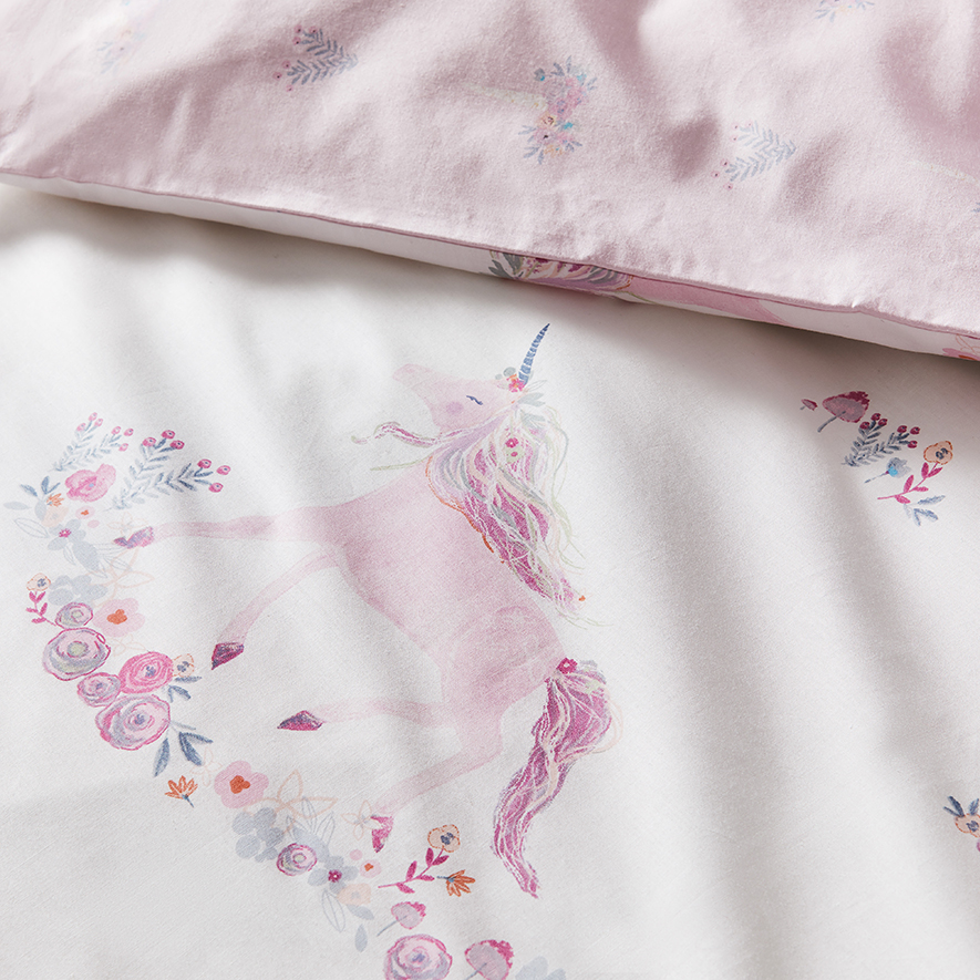 Unicorn Fields White Cot Quilt Cover Set Adairs